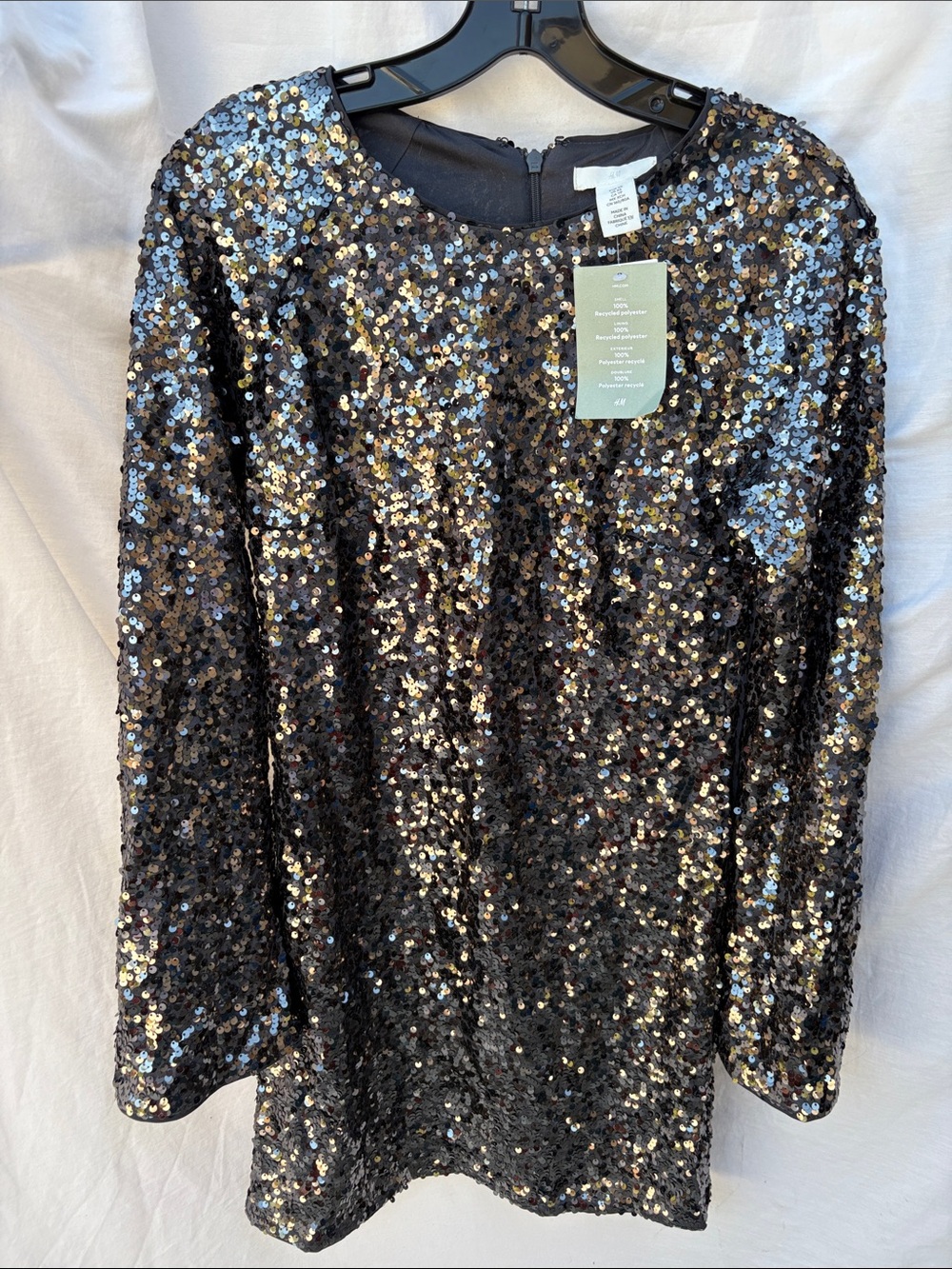 H&M Black Sequin Long Sleeve Top